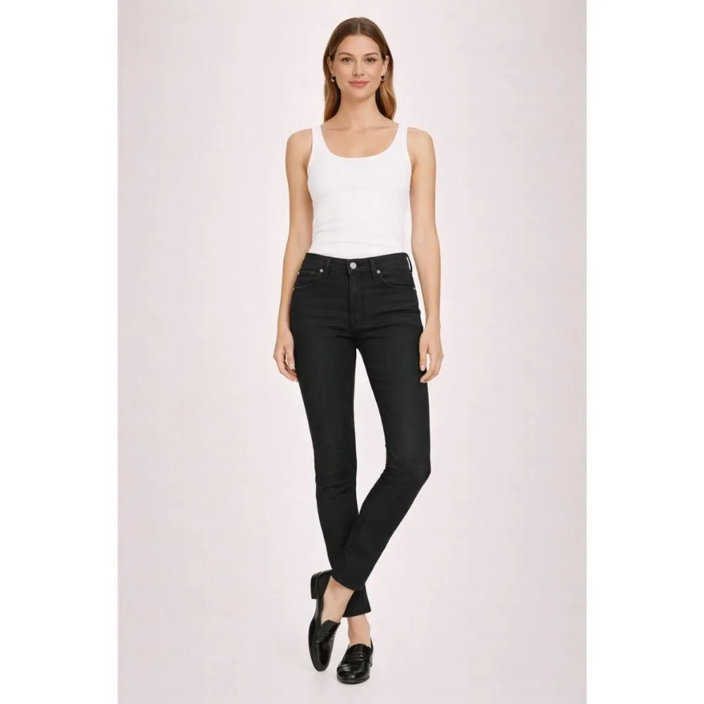 The Kooples High Waist Slim Leg Denim Jeans in Grey